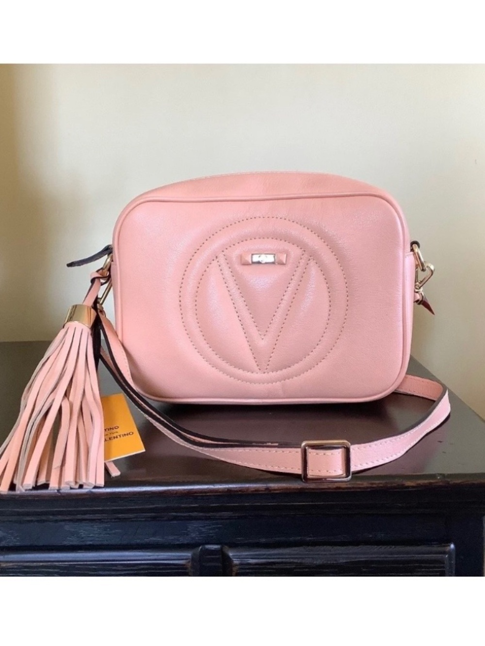 Valentino By Mario Valentino Mia Signature Leather  Shoulder Bag Peach Blush